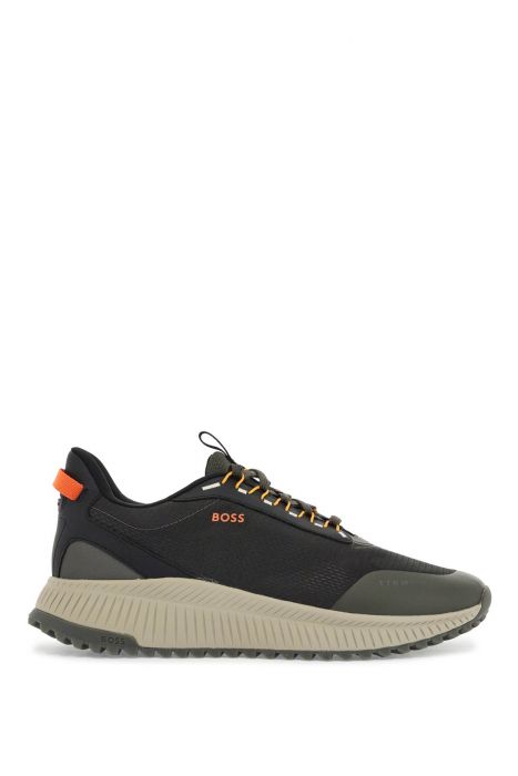 boss dark grey breathable sneakers with orange details ttnm evo_runn_rsgtx