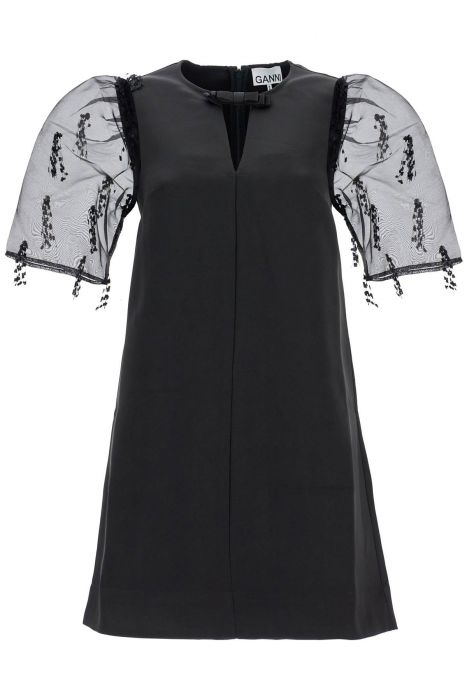 ganni "organza-sleeved midi