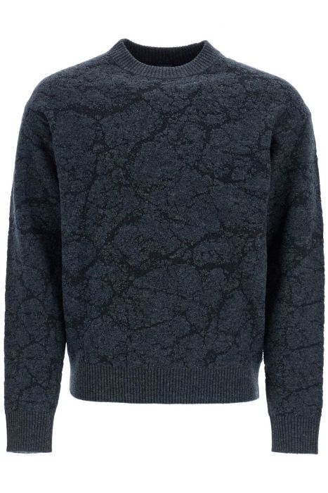 boss men's black wool sweater with wide neck regular fit