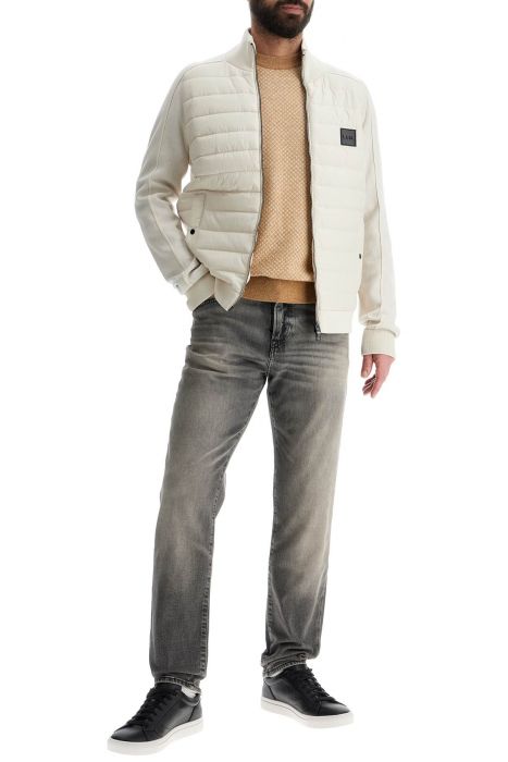 boss maglia h-eltoro rombo beige medio lana e cotone collo rotondo manica lunga