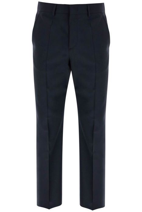 valentino garavani dark blue wool elegant pants regular fit with pleats