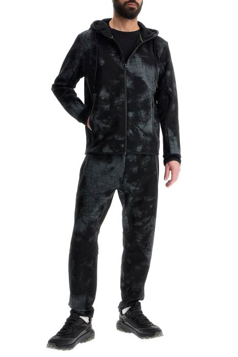 boss men's high-waisted black regular fit pants with zip pockets and drawstring