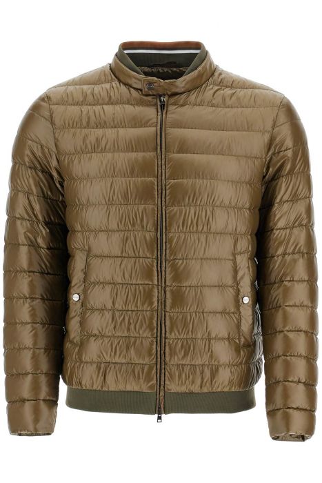 herno military green down jacket in polyamide with high collar