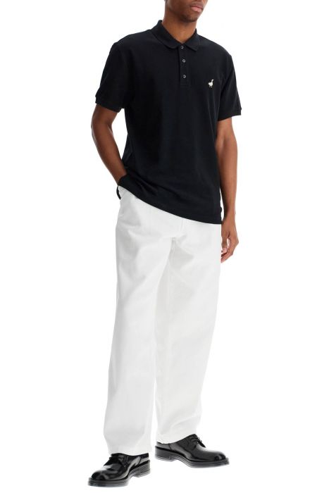 moschino men's black cotton polo with duck embroidery