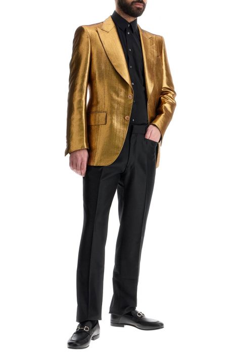 tom ford men's black wool and silk regular fit trousers made in italy
