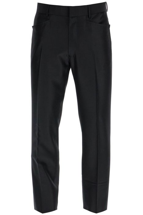 tom ford pantaloni uomo lana e seta nero vestibilità regular made in italy