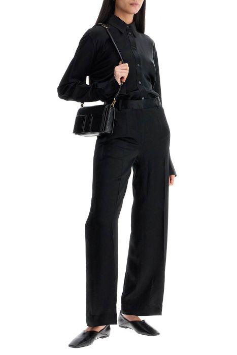 toteme high-waisted loose black pants with side openings
