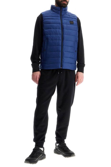 boss blue striped padded gilet with high collar
