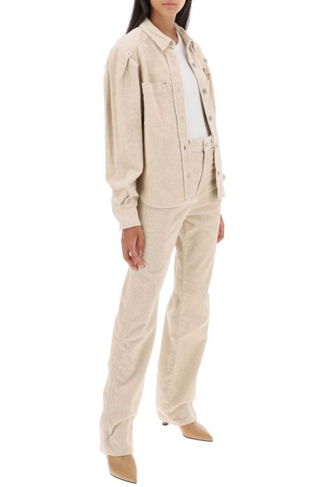 isabel marant etoile 'renata' balloon-sleeved overshirt in corduroy
